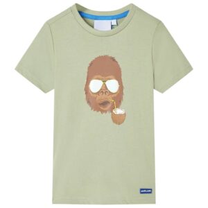 Kortærmet T-shirt til børn i lys khaki