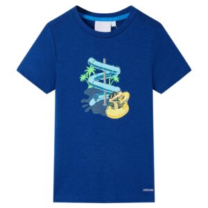 Børne-T-shirt mørkeblå og neongrøn str. 116