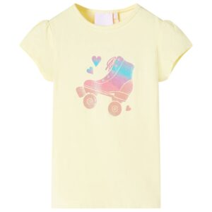 Børne T-shirt, lys gul og lyserød