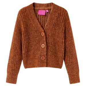 Børnecardigan i cognac og navy