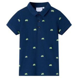 Børnepoloshirt melange og sødblå str. 104-116