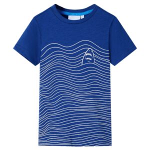 Børne-T-shirt mørkeblå med haj