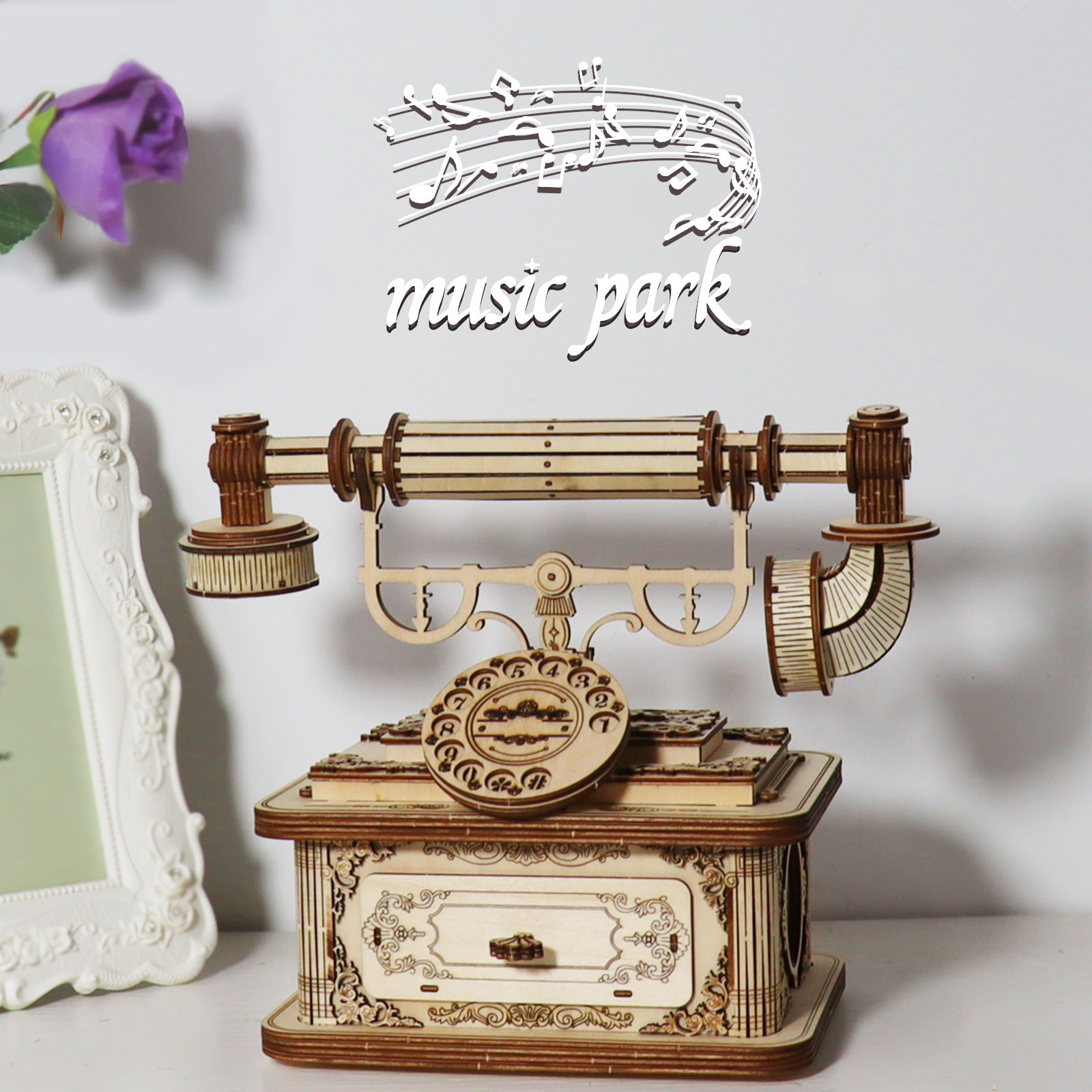 3D træpuslespil retro telefon – billede 1
