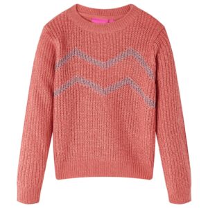 Strikket trøje til børn i medium pink, str. 104 og 116
