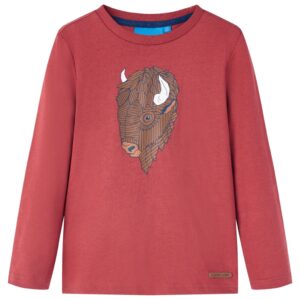 Børne langærmet T-shirt mørke rød str. 116