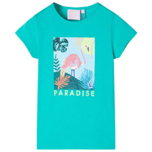 Børne-T-shirt mørke rosa og neongrøn str. 104