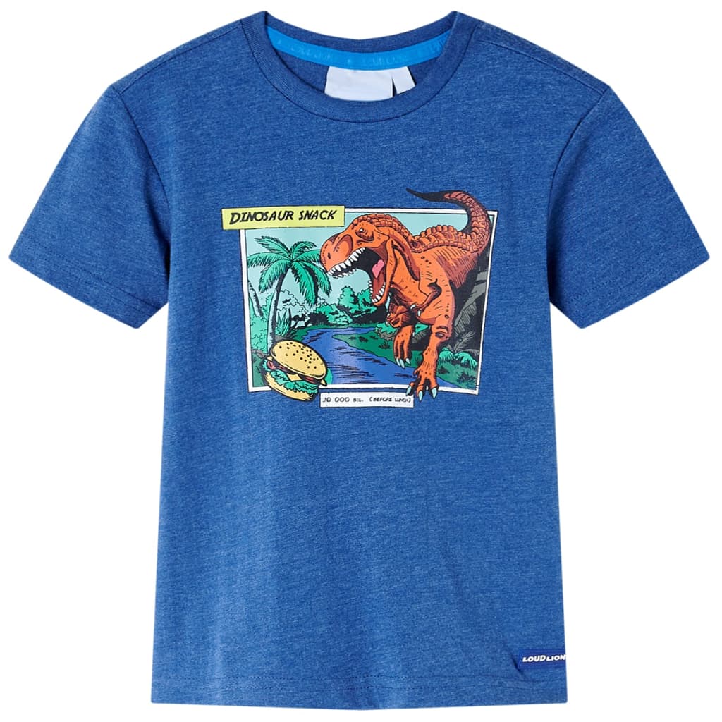 Børne-T-shirt mørkeblå melange str. 104 og 116 – billede 1