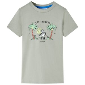 Børne-T-shirt mørkegrøn/lysgul str. 116