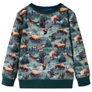 Børnesweatshirt mørkegrøn str. 104-128