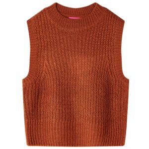 Strikket vest til børn i cognac, str. 116