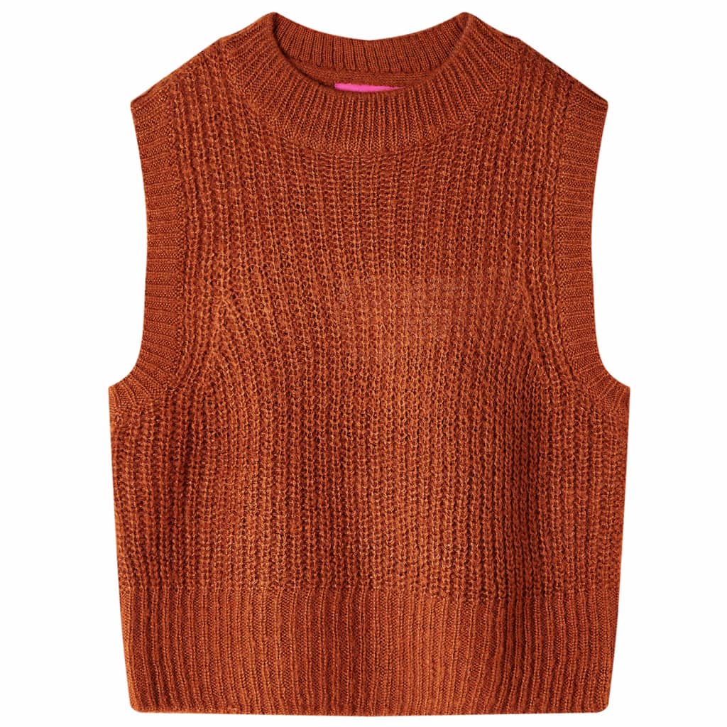 Strikket vest til børn i cognac, str. 116 – billede 1