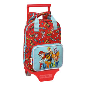 Skolerygsæk med Hjul The Paw Patrol Funday Rød Lyseblå (20 x 28 x 8 cm)