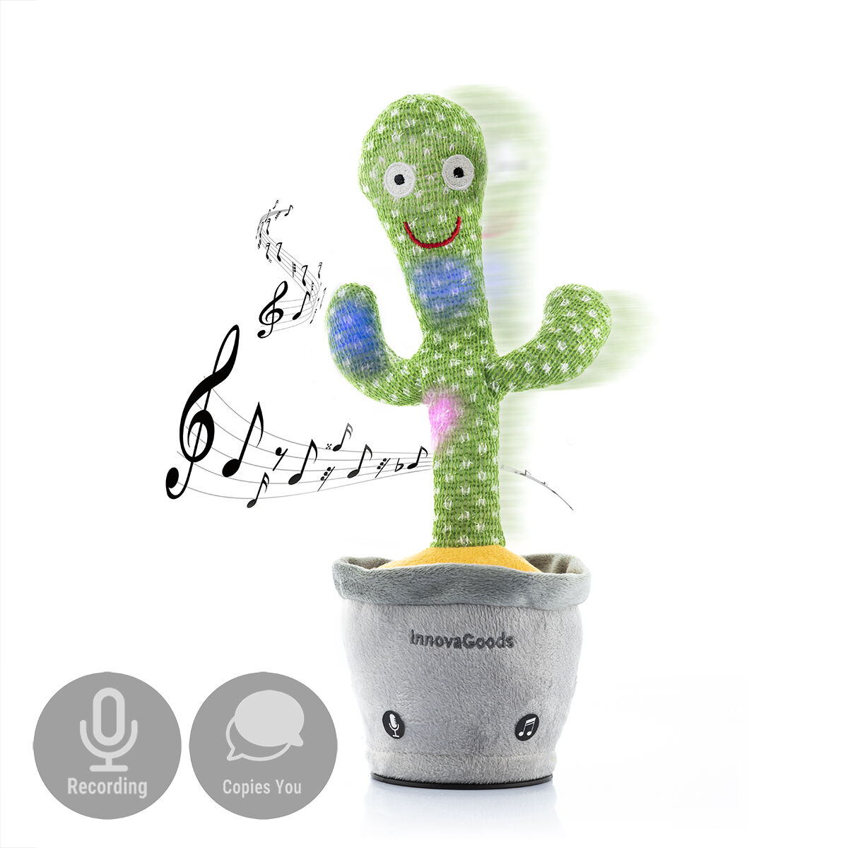Genopladelig dansende og talende kaktus med musik og LED-lys af InnovaGoods – billede 8